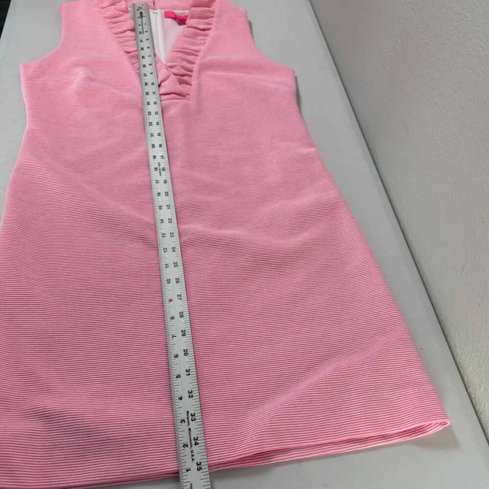 Lilly Pulitzer Tisbury Sleeveless Shift Dress Size L Pink Stripe V Neck Preppy - Picture 8 of 10